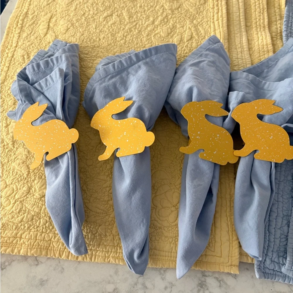 Williams Sonoma Light Blue & Soft Yellow placemats set of 8 cotton reversible